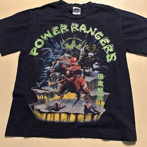 Vintage 90s  Power Rangers Kids Graphic Black T Shirt Size Small
